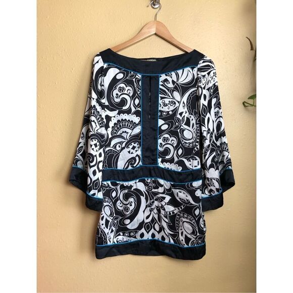 Bebe Black And White Kimono  Silk Dress Size Small - Picture 1 of 13